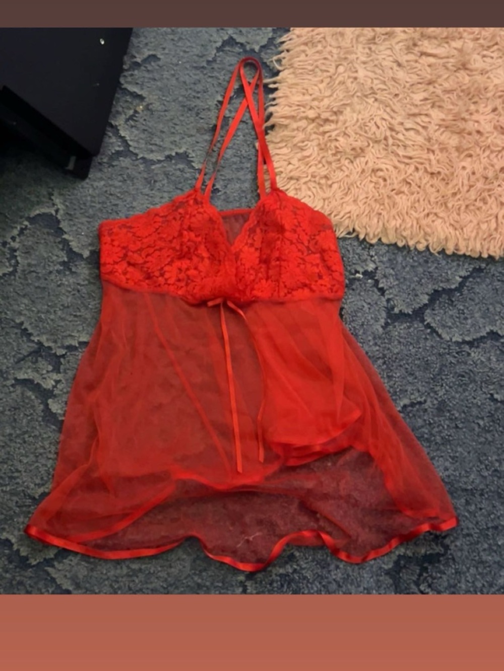 Petra Fashions Red Lace & Sheer Babydoll Nightie